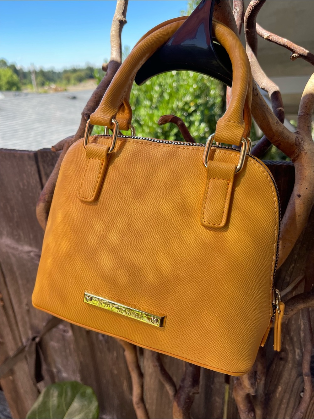 NWOT Vibrant Mustard Yellow Mini Dome Satchel By Betsy Johnson / Vegan Leather